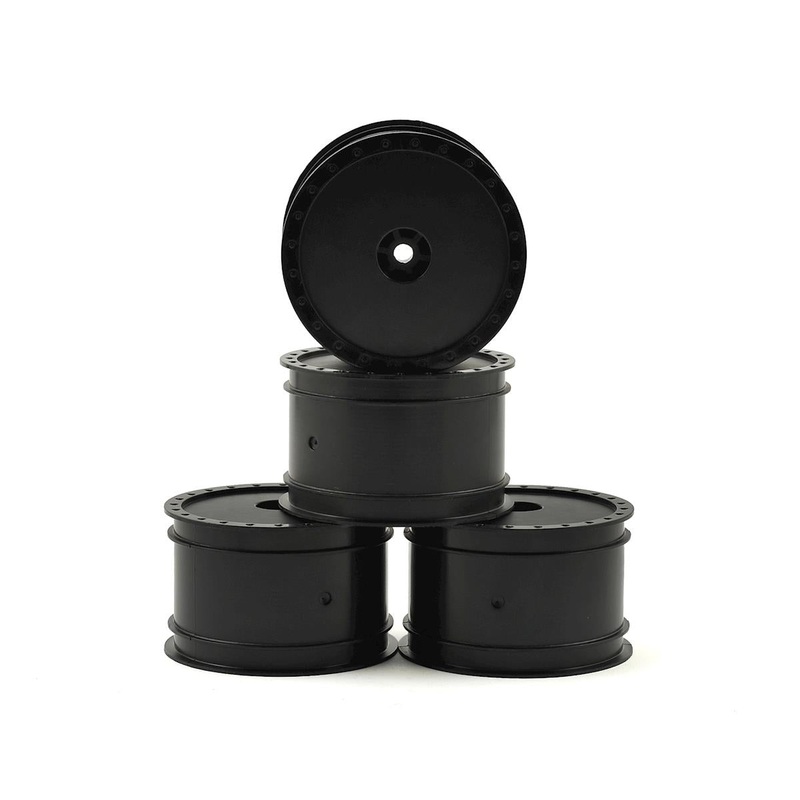 DE RACING DER-BB4-LRB Black Borrego Rear Buggy Wheels for the Associated B6 and TLR 22 (4pcs)