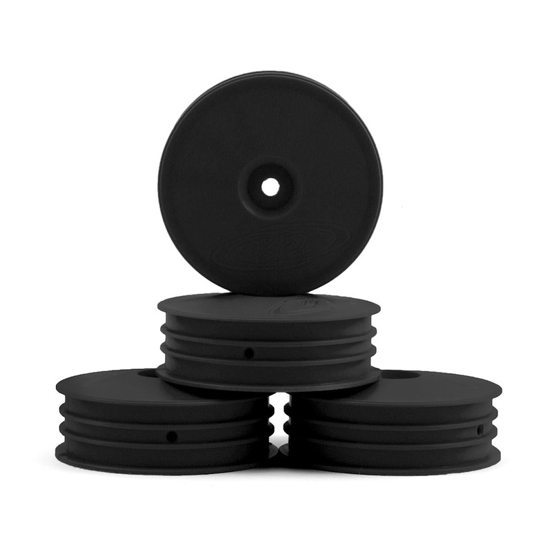 DE RACING DER-SB4-SLB Slim Speedline Buggy Wheels, Front, Black, for TLR 22 3.0/4.0 (4pcs)