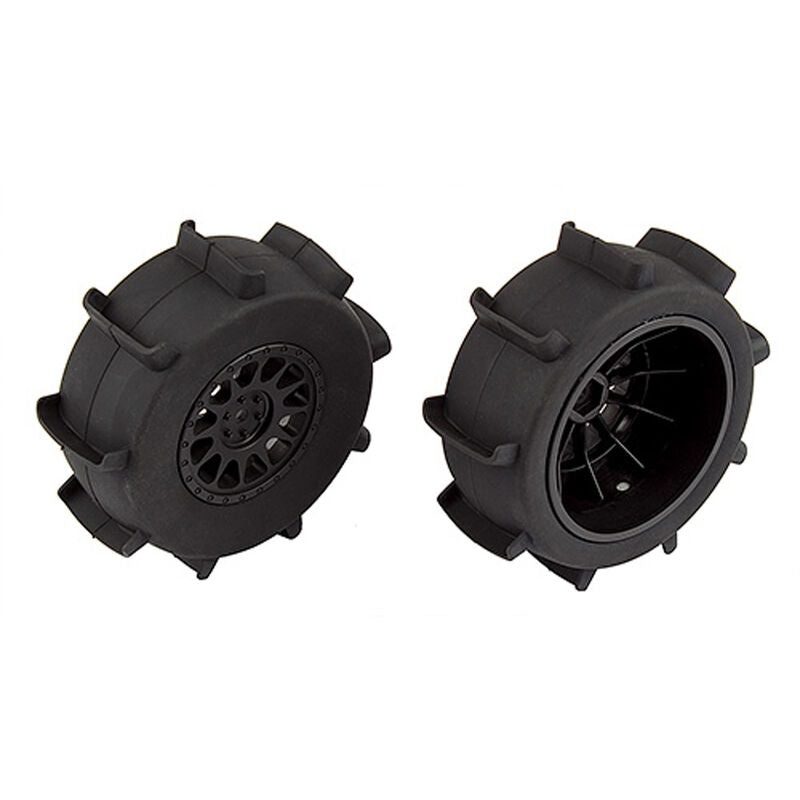 ASSOCIATED 71062 1/10 Sand Paddle Rear Pre-Mounted Tires with Method Wheels, Black (2)