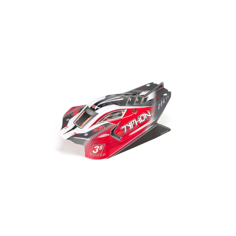 ARRMA AR402274 1/8 Painted and Trimmed Body with Decals, Red: TYPHON 3S 4X4 BLX