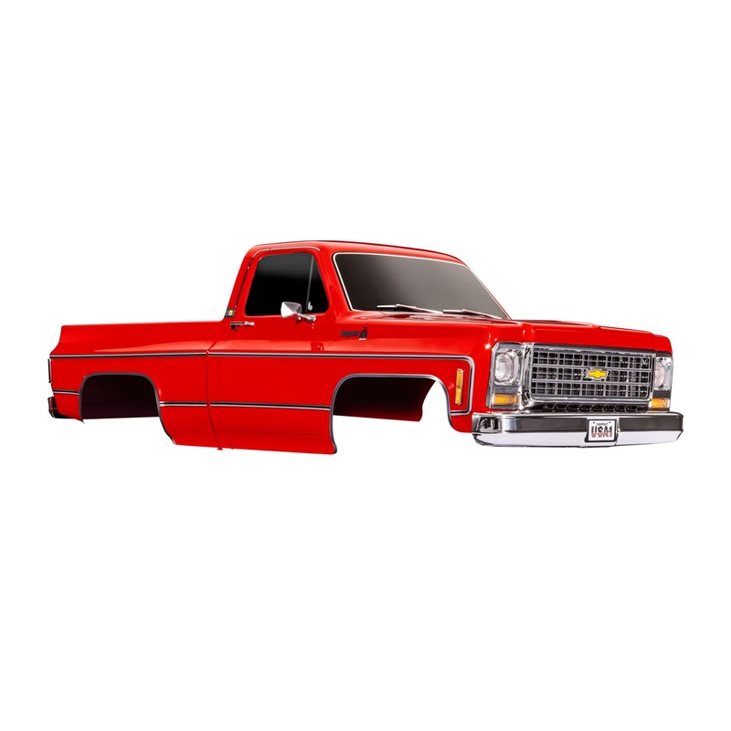 TRAXXAS 9212R Body, Chevrolet K10 Truck (1979), complete, red (painted, decals applied) (includes grille, side mirrors, door handles, windshield wipers, & clipless mounting) (requires #9288 inner fenders)