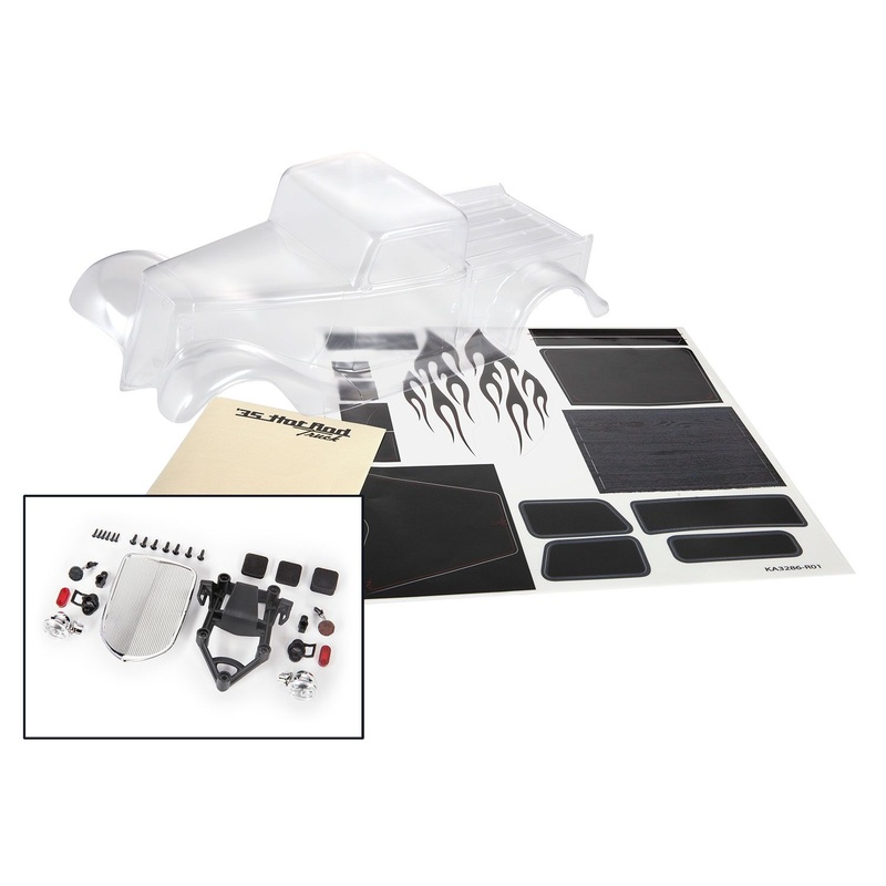 TRAXXAS 9335 Body, Factory Five '35 Hot Rod Truck (clear, requires painting)/ foam pads (front)/ decal sheet (includes front grille, side mirrors, headlights, tail lights, mounting hardware)