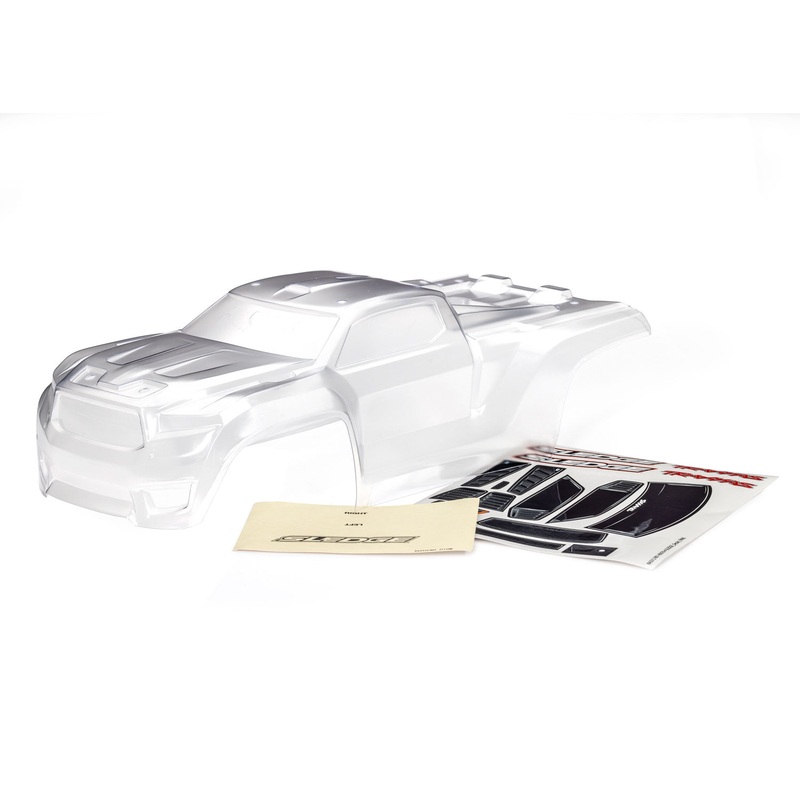 TRAXXAS 9511 Body, Sledge (clear, requires painting)/window, grille, lights decal sheet