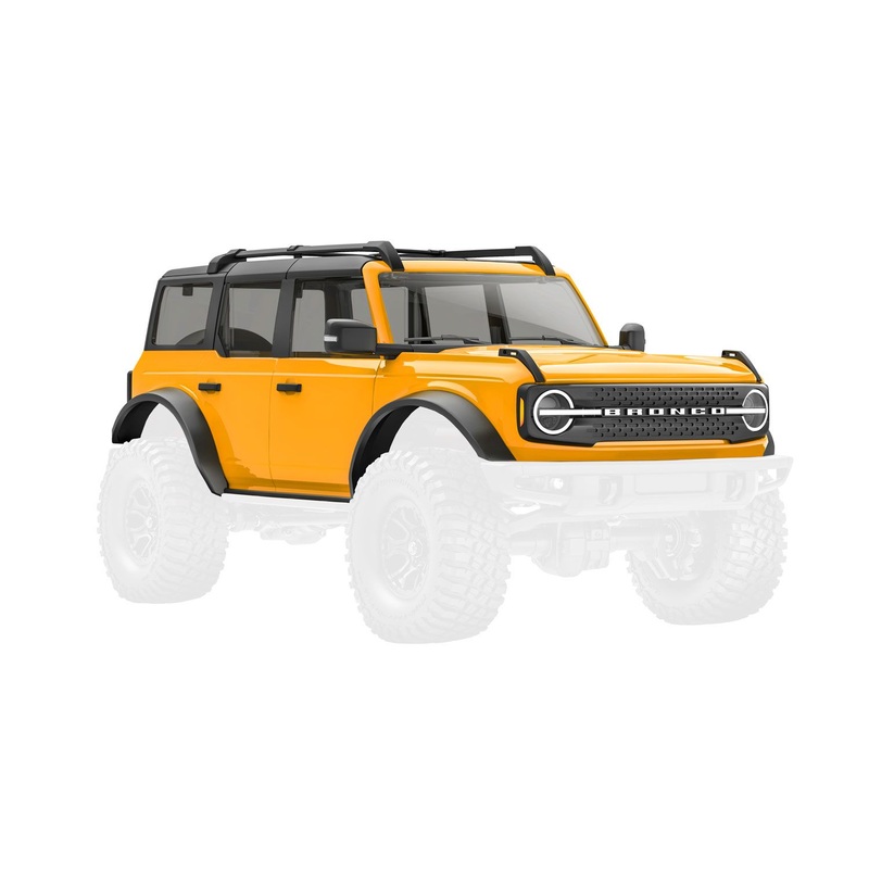TRAXXAS 9711-CYBER Body, Ford Bronco, complete, Cyber Orange (includes grille, side mirrors, door handles, fender flares, windshield wipers, spare tire mount, & clipless mounting)