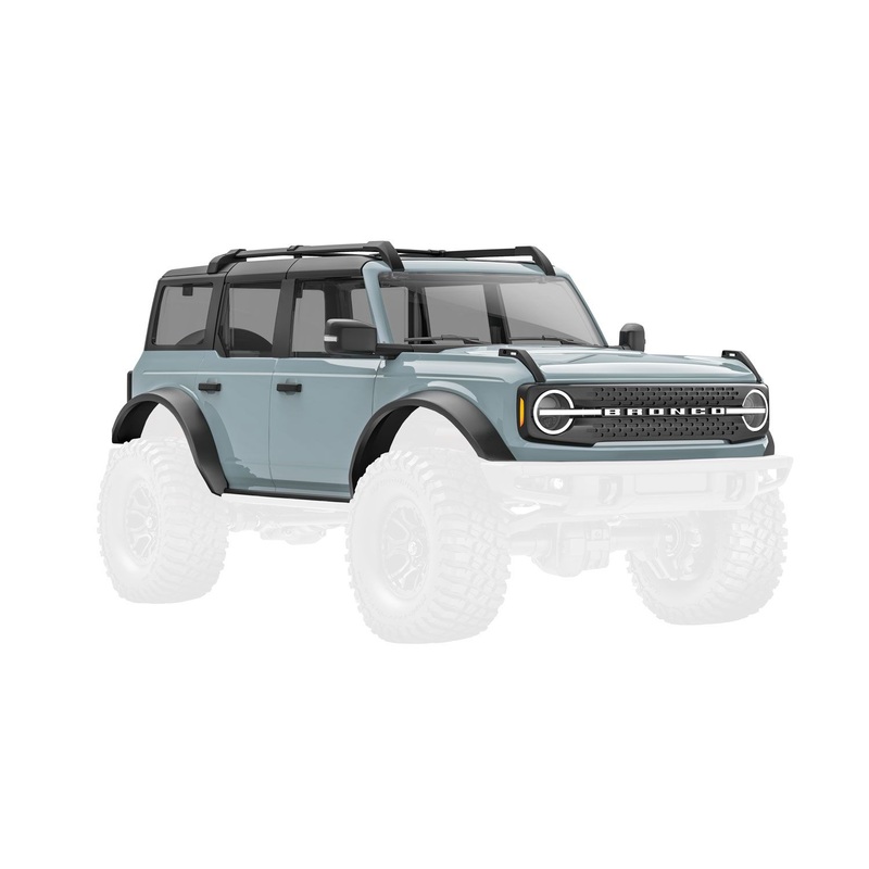 TRAXXAS 9711-GRAY Body, Ford Bronco, complete, Cactus Gray (includes grille, side mirrors, door handles, fender flares, windshield wipers, spare tire mount, & clipless mounting)