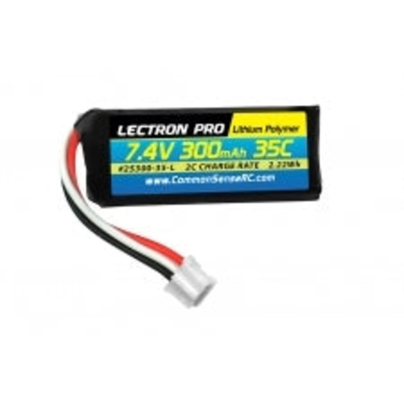 COMMON SENSE RC 2S300-35-L Lectron Pro 7.4V 300mAh 35C Lipo Battery with UMX Connector
