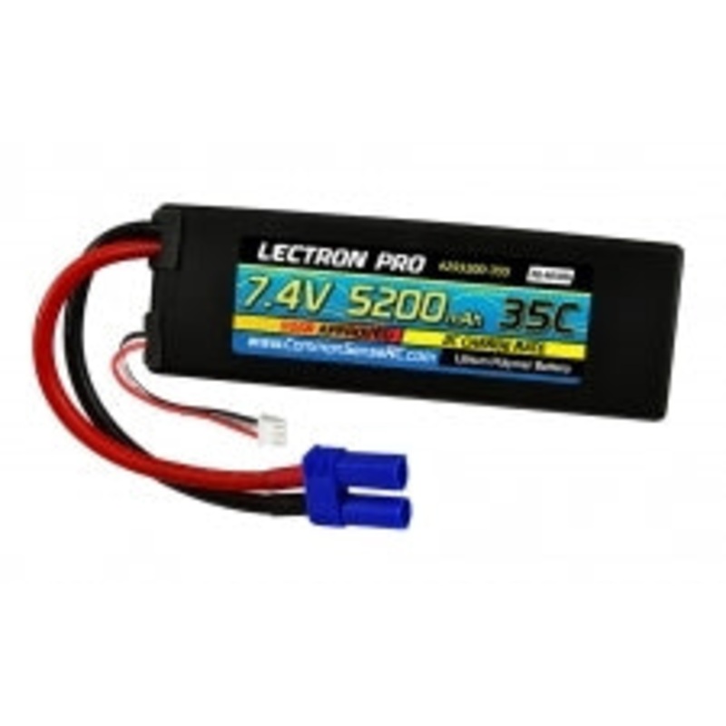 COMMON SENSE RC 2S5200-355 Lectron Pro 7.4V 5200mAh 35C Lipo Battery with EC5 Connector for 1/10th Scale Cars & Trucks