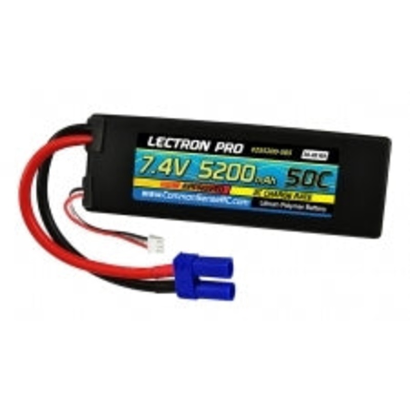 COMMON SENSE RC 2S5200-505 Lectron Pro 7.4V 5200mAh 50C Lipo Battery with EC5 Connector for 1/10th Scale Cars & Trucks - Losi, ECX