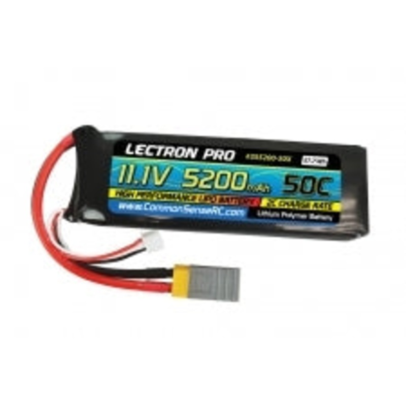 COMMON SENSE RC 3S5200-50X Lectron Pro 11.1V 5200mAh 50C Lipo Battery with XT60 Connector + CSRC adapter for XT60 batteries to