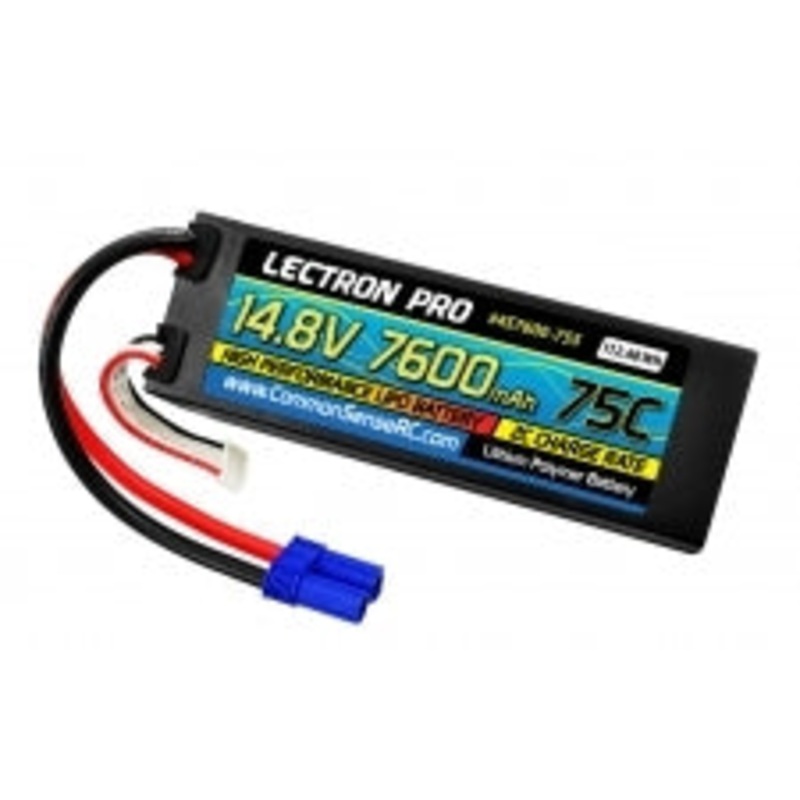 COMMON SENSE RC 4S7600-755 Lectron Pro 14.8V 7600mAh 75C Hard Case Lipo Battery with EC5 Connector
