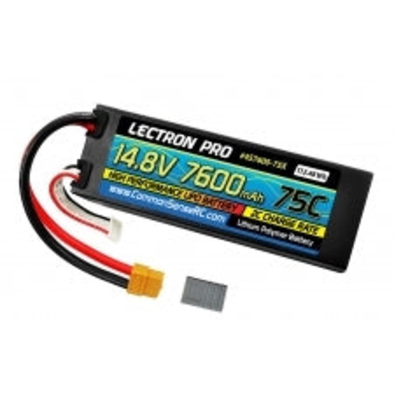 COMMON SENSE RC 4S7600-75X Lectron Pro 14.8V 7600mAh 75C Hard Case Lipo Battery with XT60 Connector + CSRC adapter for XT60 batteries to popular RC vehicles