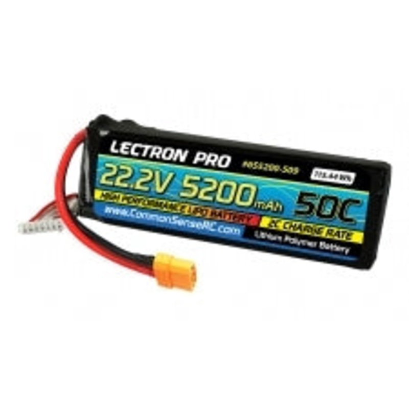 COMMON SENSE RC 6S5200-509 Lectron Pro 22.2V 5200Mah 50C Lipo Battery with XT90 Connector