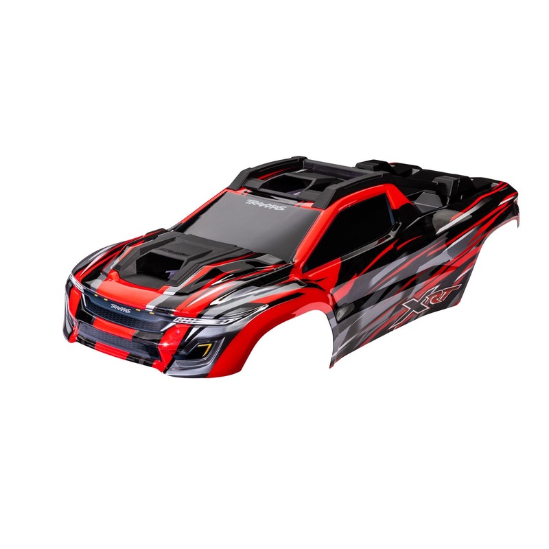 TRAXXAS 7812R Body, XRT, red (painted, decals applied) (assembled with front & rear body supports for clipless mounting, roof & hood skid pads)