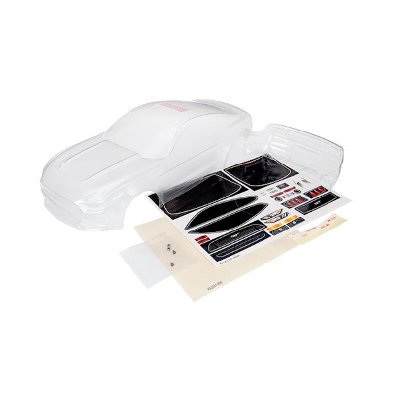 TRAXXAS 8312 Lexan Body, Ford Mustang (clear, requires painting)/ window masks/ decal sheet