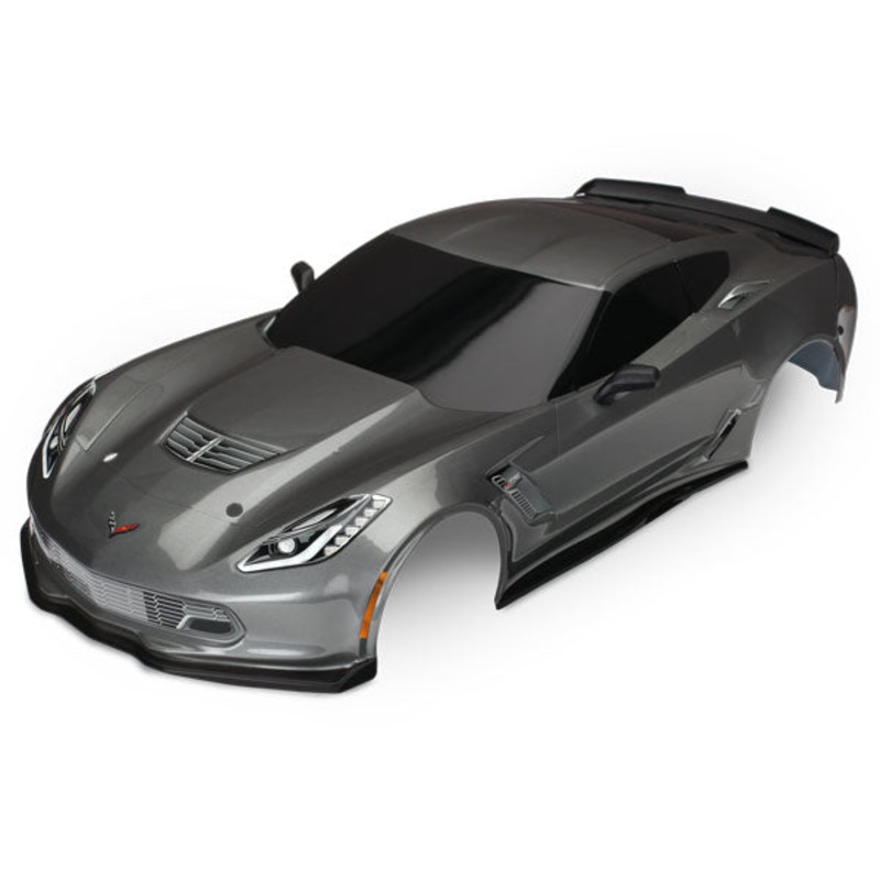 TRAXXAS 8386A Body, Chevrolet Corvette Z06, graphite (painted, decals applied)