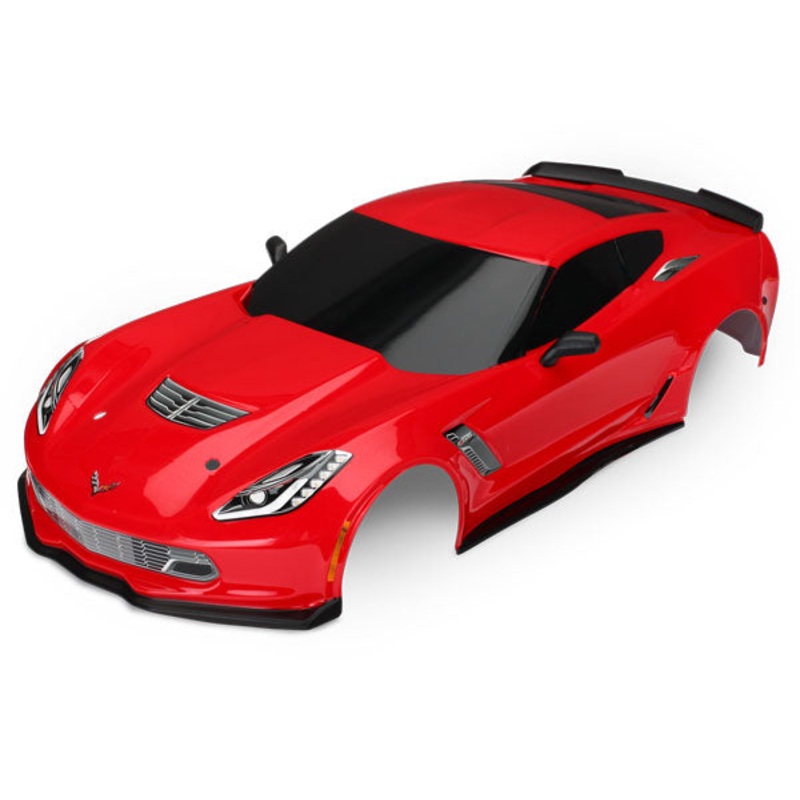 TRAXXAS 8386R Body, Chevrolet Corvette Z06, red painted, decals applied