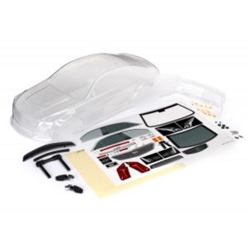 TRAXXAS 8391 Body, Cadillac CTS-V (clear, requires painting)/ decal sheet (includes side mirrors, spoiler, & mounting hardware