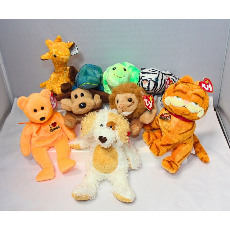 Lot of 9 Beanie Babies | Non-Mint Tags |Garfield, Dogs, Bears & More