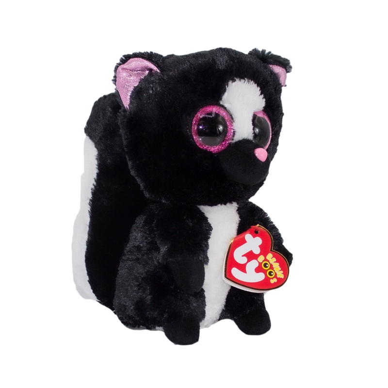 Ty Beanie Boo: Flora the Skunk - Glitter Eyes, Regular Size