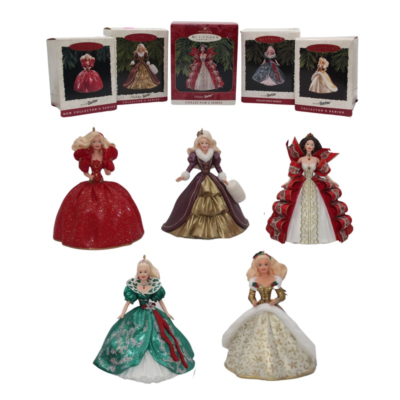 Set of 5 Holiday Barbie Hallmark Ornaments | 1993-1997