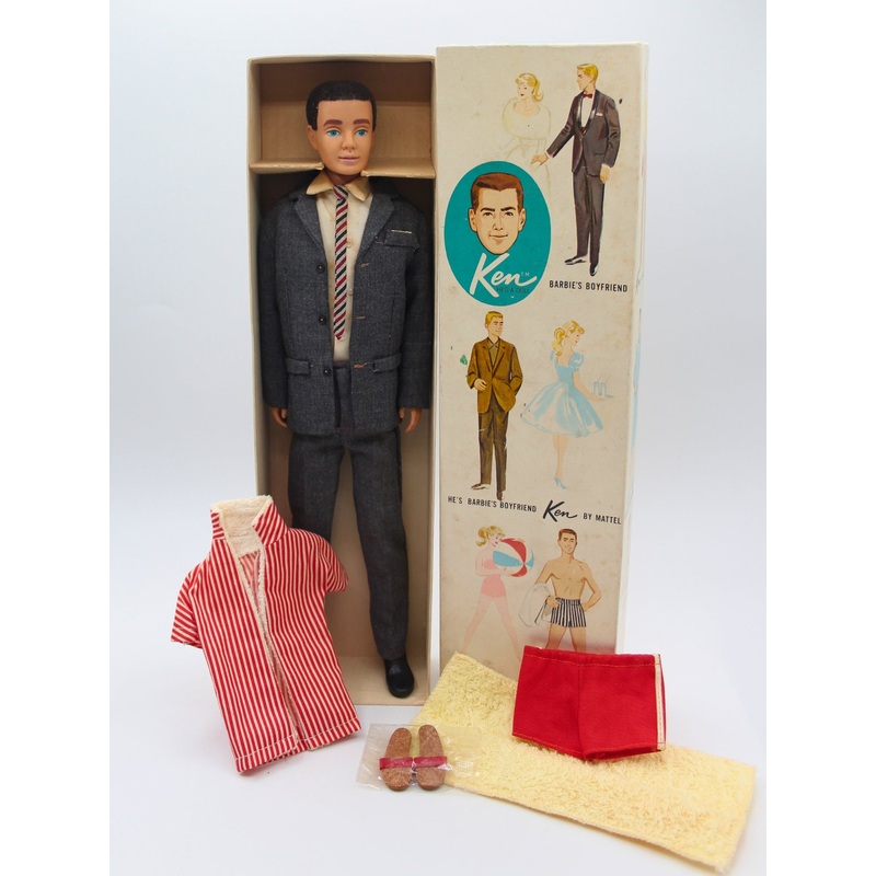 Vintage 1961 Ken Barbie 750 | Brunette Flocked Hair | Swimsuit