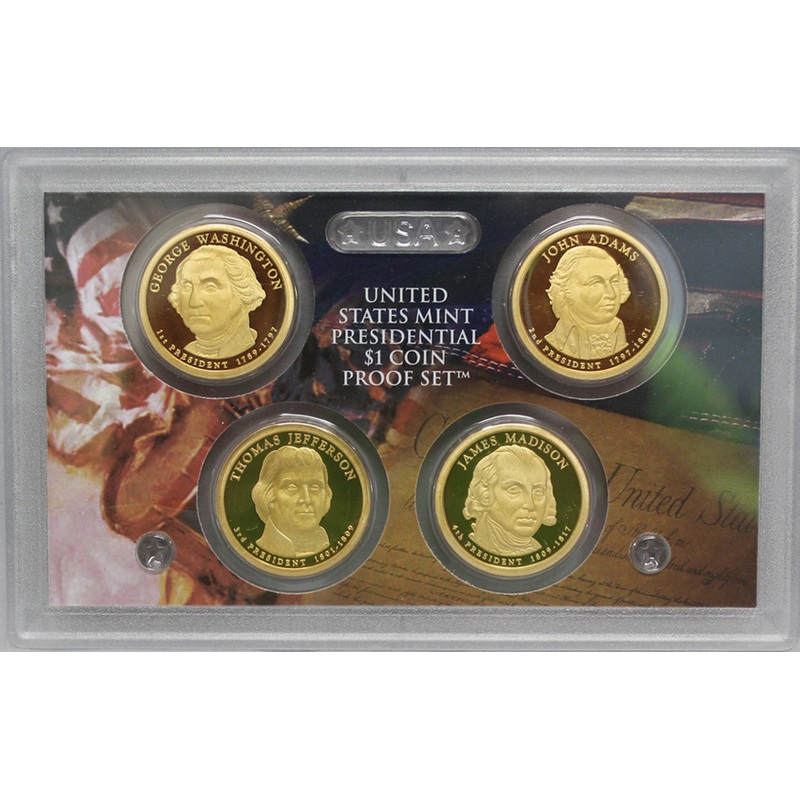 2007 S Presidential Dollar  US Mint Poof set in Lense NO BOX or COA 4 US Coins