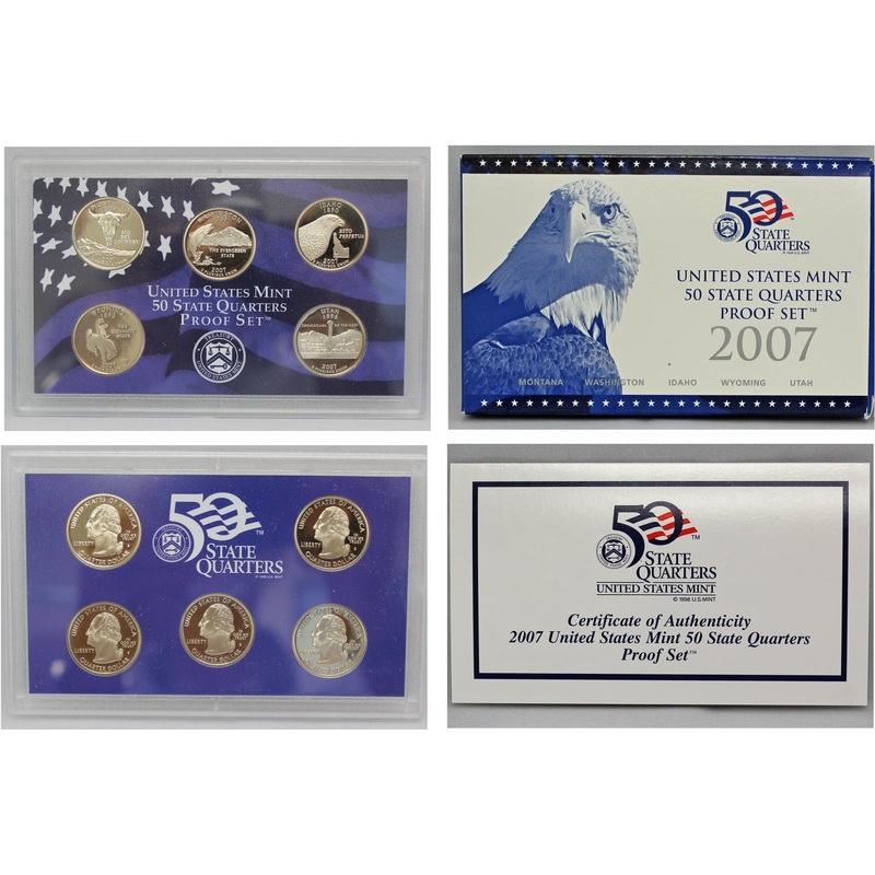 2007 State Quarter Proof Set CN-Clad (OGP) 5 coins