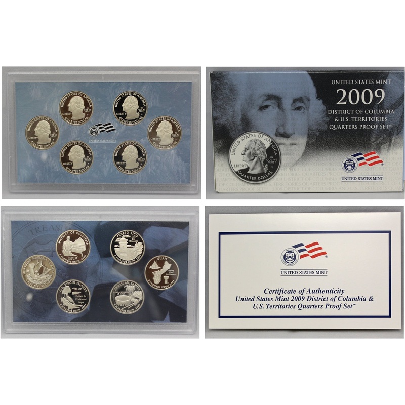 2009 DC & Territory Quarter Proof Set CN-Clad (OGP) 6 coins
