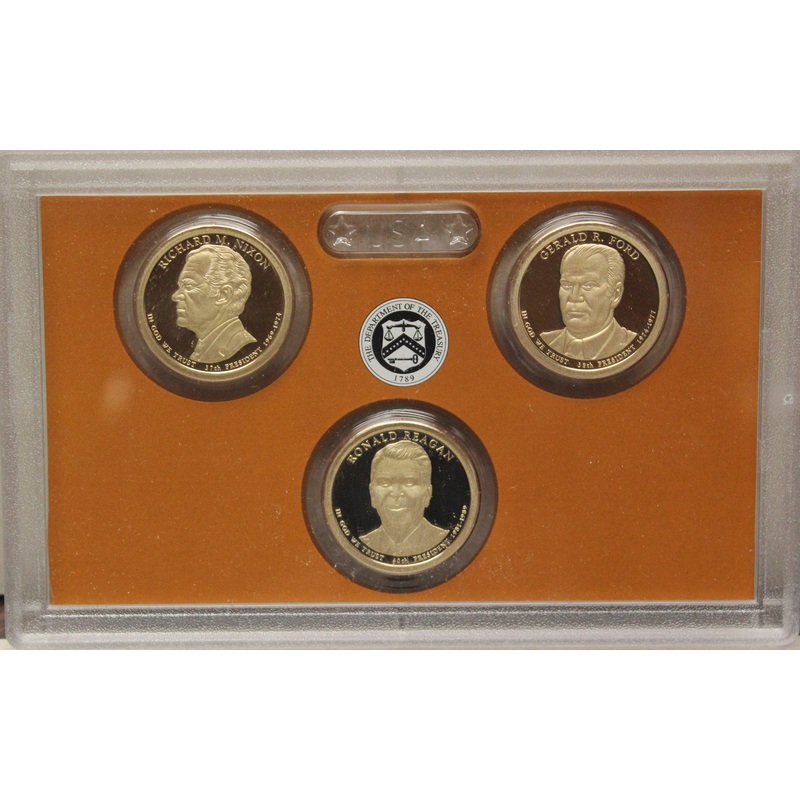 2016 S Presidential Dollar  US Mint Poof set in Lense NO BOX or COA 3 US Coins