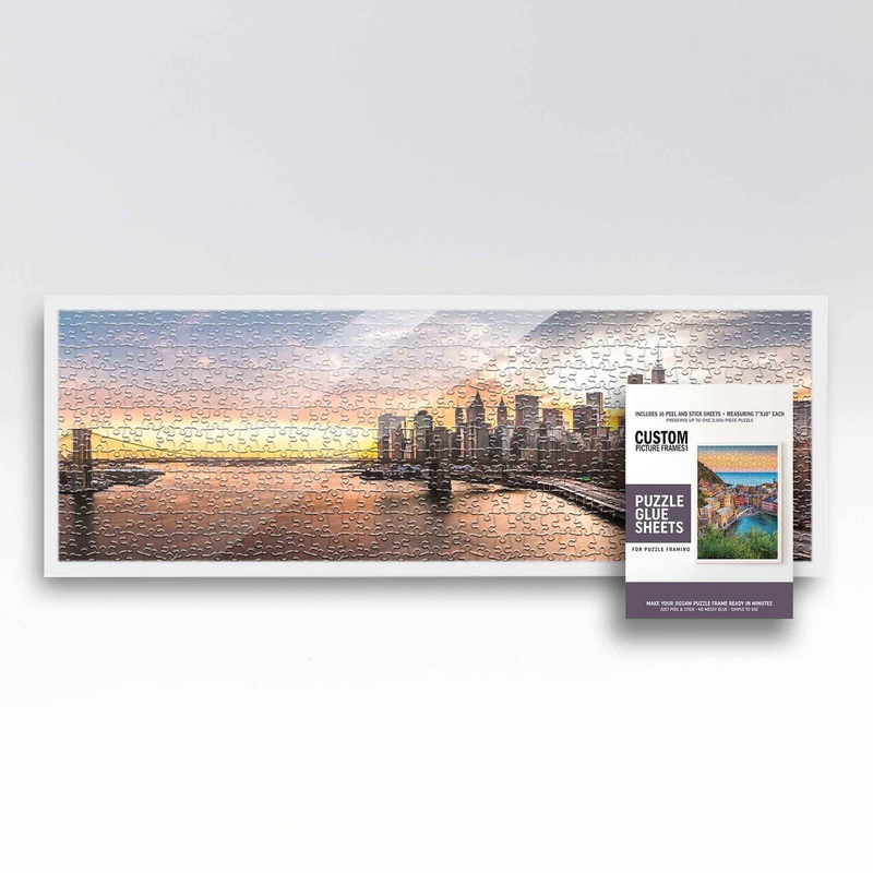 13X39 Puzzle Frame Kit With Glue Sheets | White Mid Century Picture Frame | Real Wood With Uv Resistant Acrylic Front | Made To