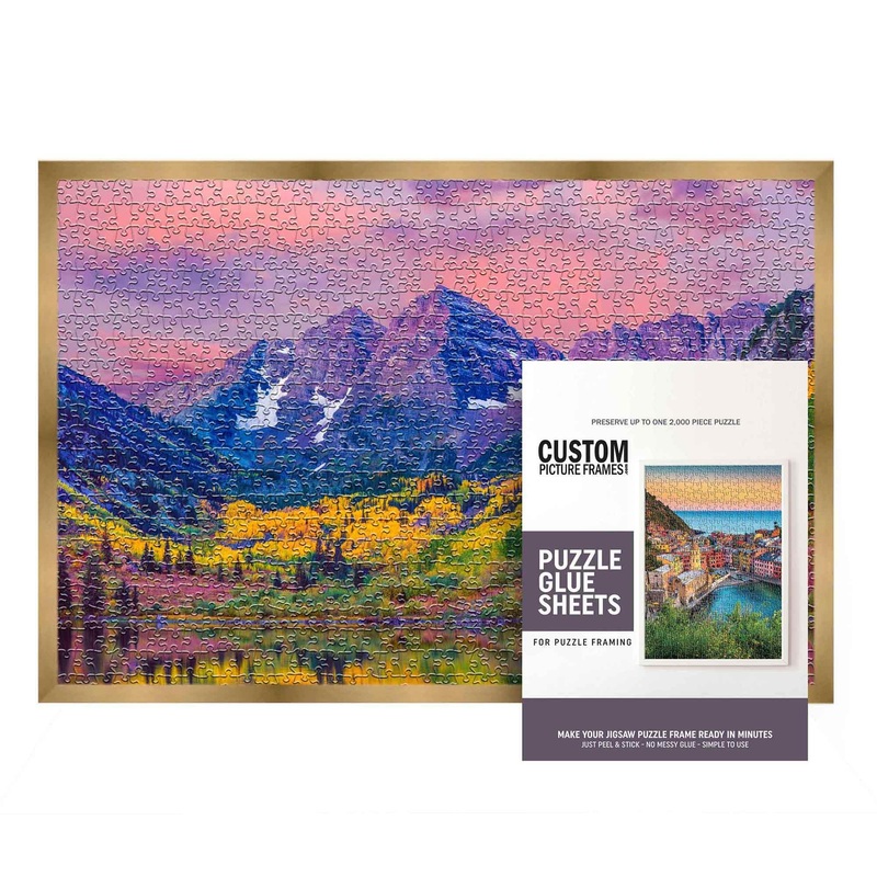 19.75X26.75 Puzzle Frame Kit With Glue Sheets | Bronze Modern Picture Frame | Real Wood With Uv Resistant Acrylic Front | Made T