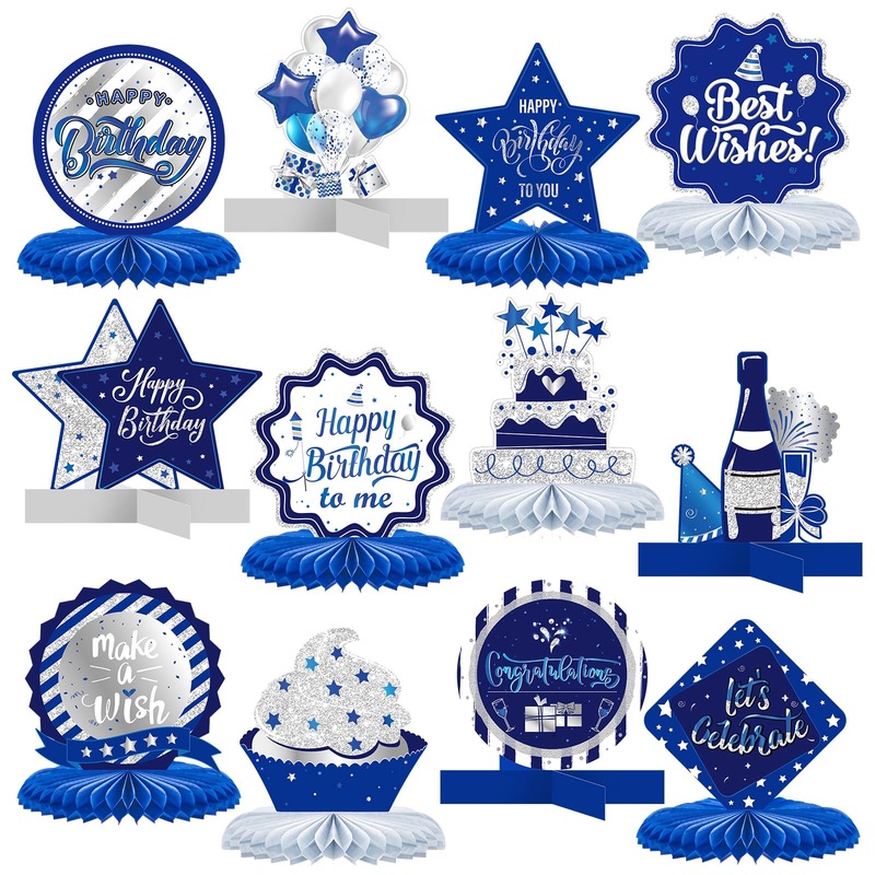 Clabby 12 Pieces Happy Birthday Decorations Birthday Honeycomb Centerpieces For Table Decorations Birthday Honeycomb Table Toppe