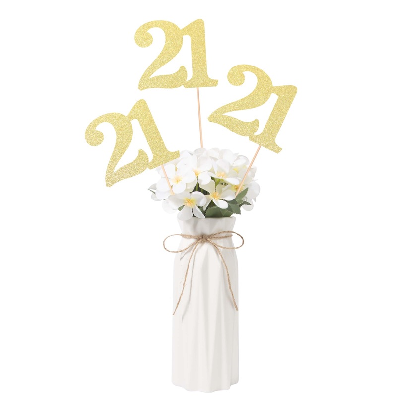 Gexolenu No 21, 10 Pack Double-Sided Gold Glitter 21St Birthday Centerpieces For Tables, Number 21 Birthday Table Toppers Party