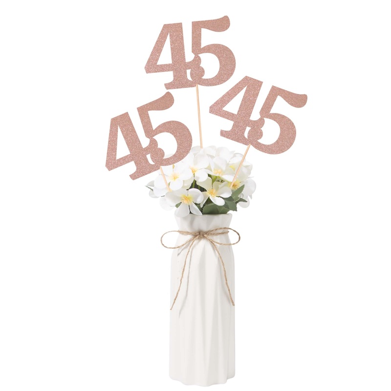 Gexolenu No 45, 10 Pack Double-Sided Rose Gold Glitter 45Th Birthday Centerpieces For Tables, Number 45 Birthday Table Toppers P