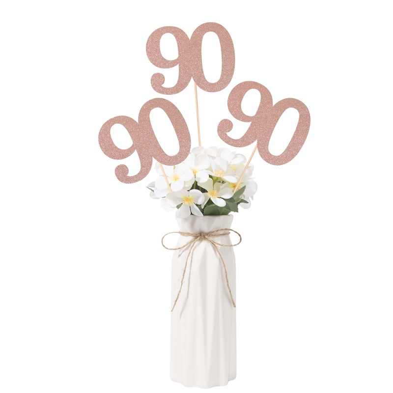 Gexolenu No 90, 10 Pack Double-Sided Rose Gold Glitter 90Th Birthday Centerpieces For Tables, Number 90 Birthday Table Toppers P