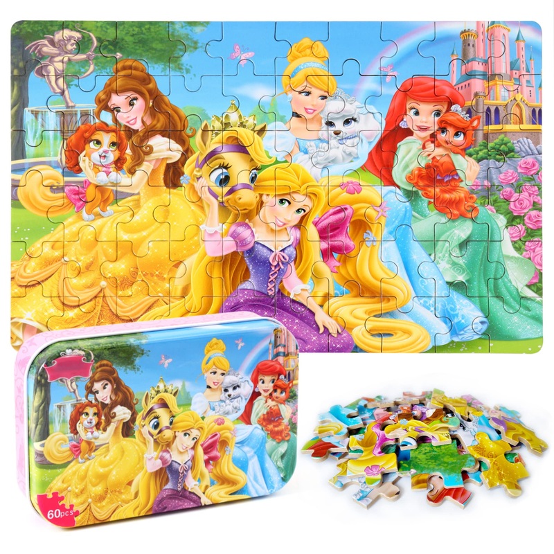 Mzzotoy Princess Puzzles For Kids Ages 4-8, 60 Pieces Puzzles For Kids Ages 3-5 Princess Puzzle For Girls And Boys Toys Jigsaw P