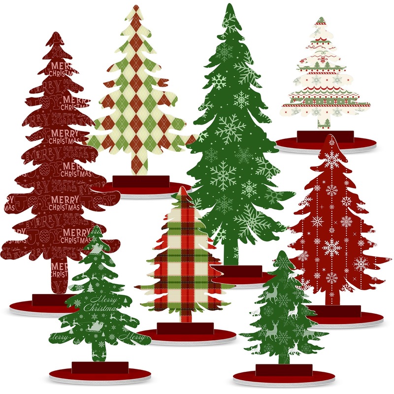 Namalu 16 Pcs Christmas Decorations Christmas Tree Table Centerpieces Buffalo Plaid Snowflakes Christmas Centerpiece For Home In