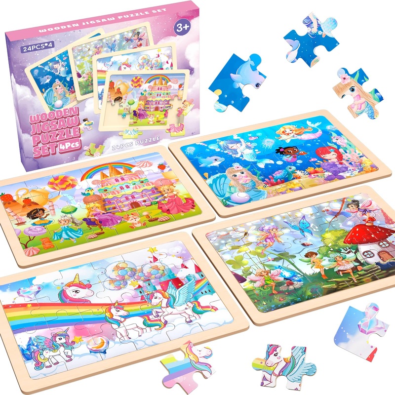 Puzzles For Kids Ages 4-6 - Unicorn Mermaid Princess Fairy Wooden Jigsaw Puzzles For Kids Toddlers Ages 3-5 Preschool Puzzle Bir