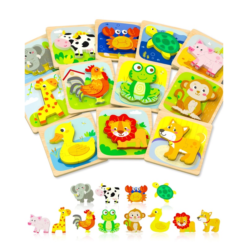 Tonberless Wooden Puzzles Toddler Toys For 1 2 3 Year Old Boy Girl Gifts, Montessori Preschool Educational Learning Toys For 1 2