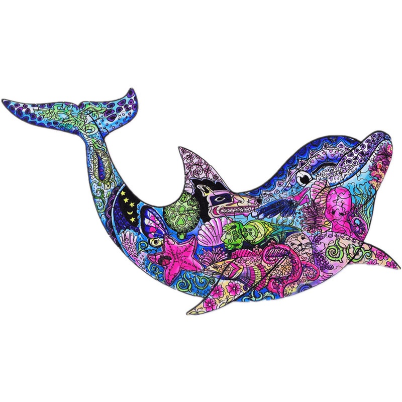 Wentufin - 150 Pieces Wooden Jigsaw Puzzles For Adults Large Size Wood Cut Puzzles Dolphins Wooden Jigsaw Puzzles Gift For Chris