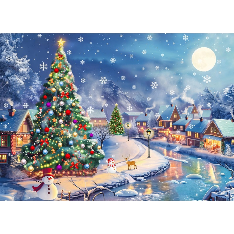 1000 Piece Puzzle For Adults Christmas Village Christmas Puzzle, Snowy Eve Christmas Puzzles 1000 Pieces, Christmas Scene 1000 P