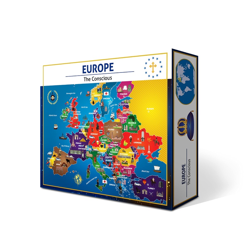 Europe Map Puzzle - Map Of Europe - Jigsaw Puzzle-Educational History - 100 Piece Puzzles - The Conscious Continent - Geography