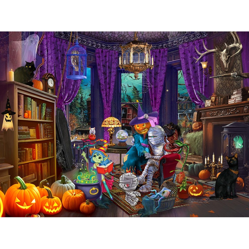 Halloween Fright Night 500 Pieces Jigsaw Puzzles For Adults,27'' X20'' Large Puzzle Halloween Decoration For Family Party Holida