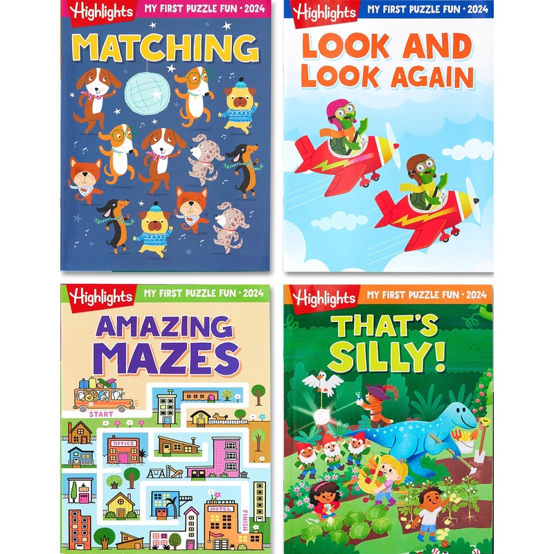 Highlights My First Puzzle Fun 2024 Puzzle Books For Kids Ages 3-6, 4-Book Set Of Matching, Mazes, Spot-The-Differences, And Mor