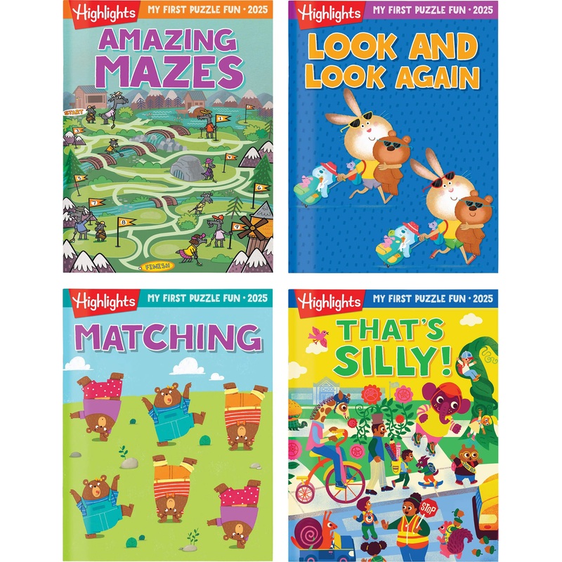 Highlights My First Puzzle Fun 2025 Puzzle Books For Kids Ages 3-6, 4-Book Set Of Matching, Mazes, Spot-The-Differences, And Mor