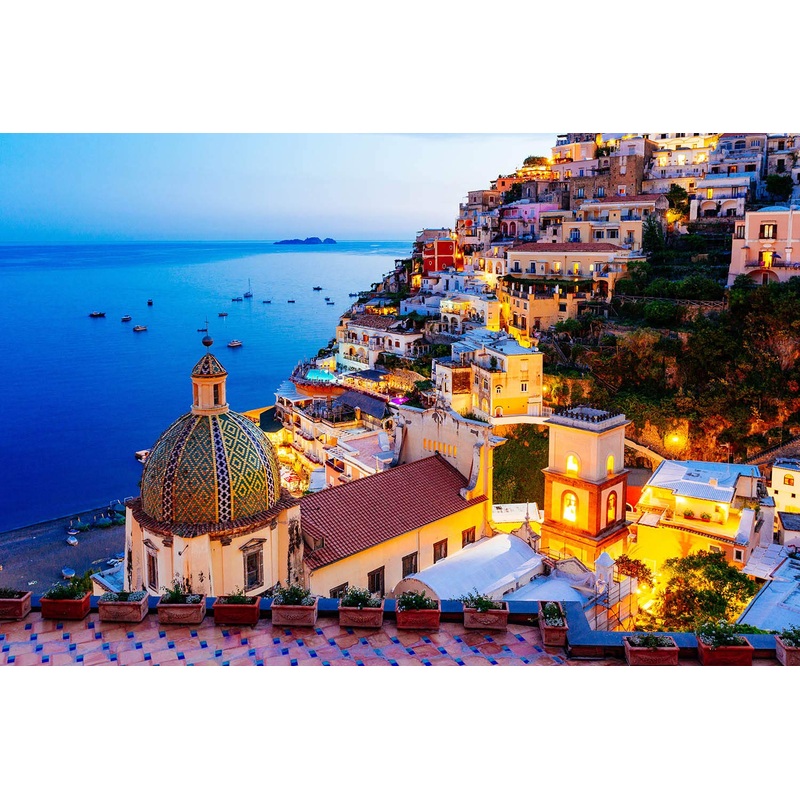 Jigsaw Puzzle 1000 Piece - Dreamy Positano - Signature Collection Twilight Sea Sight Large Puzzle Game Artwork For Adults Teens