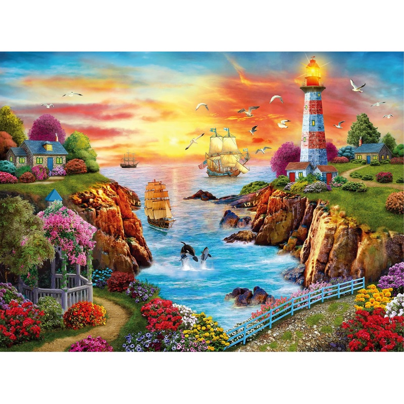 Lztangguo Jigsaw Puzzles 1000 Pieces Puzzles For Adults, Sea Lighthouse Toys, 27X20 Unique Difficult And Challenge Large Puzzle