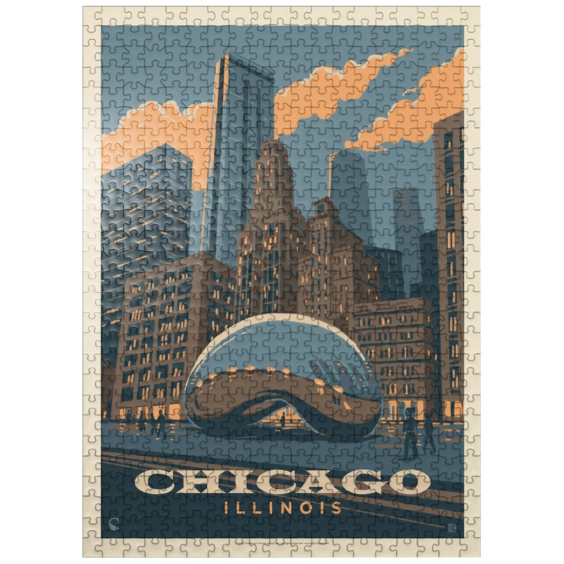 Mypuzzle Chicago, Il: Magic Bean, Vintage Poster - Premium 500 Piece Jigsaw Puzzle For Adults