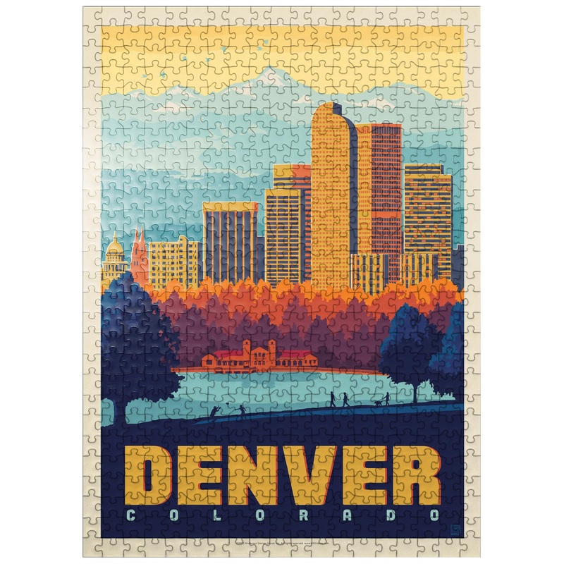 Mypuzzle Denver, Colorado: City Park, Vintage Poster - Premium 500 Piece Jigsaw Puzzle For Adults