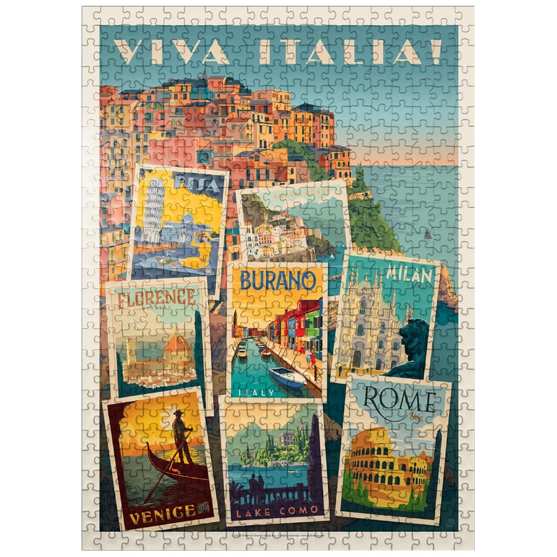 Mypuzzle Italy: Viva Italia! Collage, Vintage Poster - Premium 500 Piece Jigsaw Puzzle For Adults